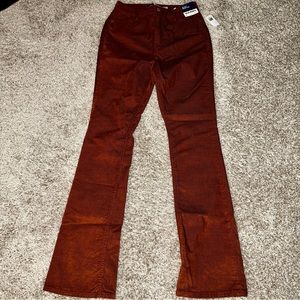 High-Waist Corduroy Boot-Cut Pants, Size 2